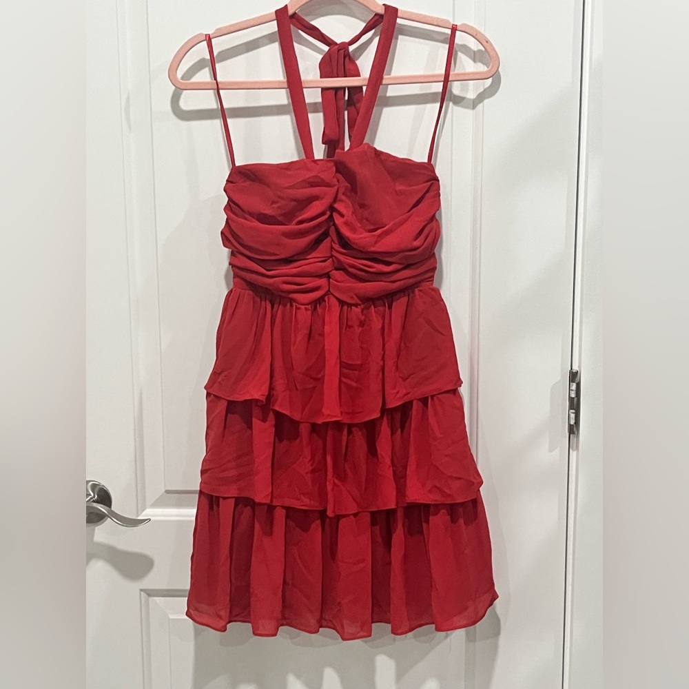 Lulu's Elegant Red Tiered Womens Dress